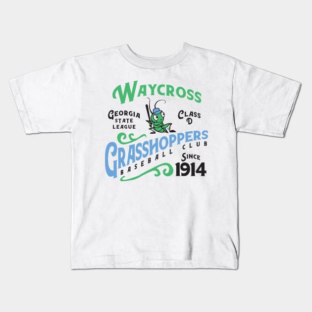 Waycross Grasshoppers Baseball Kids T-Shirt by MindsparkCreative